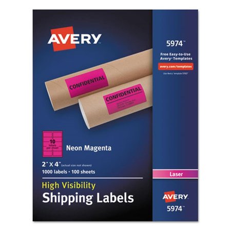 AVERY DENNISON Avery-Dennison Neon Shipping Label, Magenta AV33390